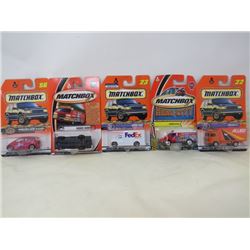 LOT OF 5 MATCHBOX VEHICLES (MERCEDES BENZ A CLASS, DENNIS SABRE, FORD VAN, AMBULANCE, VOLVO CT)