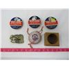 Image 1 : LOT OF 6 SMALL COLLECTIBLES (3 X TINS OF AIR PELLETS, BELTBUCKLE, SPINNING TOP, ETC…)