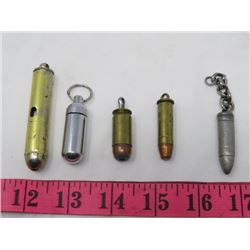 LOT OF 5 BULLET KEY CHAINS