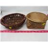 Image 2 : WOOD BASKET, WICKER BASKET AND TOBACCO TIN