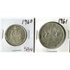 Image 1 : LOT OF 2-50 CENT COINS (CANADA) *1960 & 1961* (SILVER)