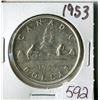 Image 1 : ONE SILVER DOLLAR (CANADA) *1953*
