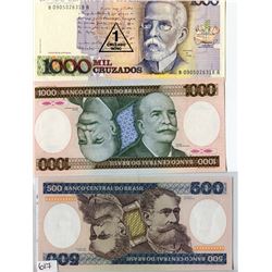 LOT OF 6 BRAZILIAN BANK NOTES