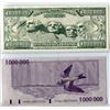 Image 2 : LOT OF 2 NOTES (CANADIAN MILLION DOLLAR BILL & US MILLION DOLLAR BILL) *2000 & 2001* (NOVELTY ITEMS)