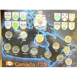 CANADA 125 PLACARD WITH COINS (1867 - 1992)