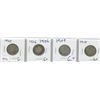 Image 1 : LOT OF 4-TWENTY FIVE CENT COINS (CANADIAN) *1905, 1906, 1909 & 1910* (SILVER)