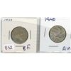 Image 1 : LOT OF 2-TWENTY FIVE CENT COINS (CANADIAN) *1939 & 1940* (SILVER)