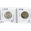 Image 1 : LOT OF 2-TWENTY FIVE CENT COINS (CANADIAN) *1943 & 1946* (SILVER)