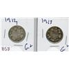 Image 1 : LOT OF 2-TWENTY FIVE CENT COINS (CANADIAN) *1912 & 1913* (SILVER)