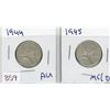 Image 1 : LOT OF 2-TWENTY FIVE CENT COINS (CANADIAN) *1944 & 1945* (SILVER)