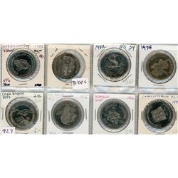 LOT OF 8-ONE DOLLAR TOKENS (CANADIAN) *1975, 1976, 1977, 1979 X 2, 1978, 1982 X 2*