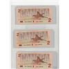 Image 2 : LOT OF 3-TWO DOLLAR BILLS (CANADIAN) *1986*