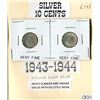 Image 1 : LOT OF 2 TEN CENT COINS (CANADIAN) *1943 & 1944* (SILVER)
