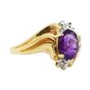 Image 1 : 1.51 ctw Amethyst and Diamond Ring - 10KT Yellow Gold