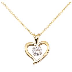 0.40 ctw Diamond Heart Shaped Pendant with Chain - 14KT Yellow Gold