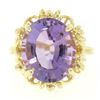 Image 1 : 14k Solid Yellow Gold Rope Frame Large 6.71 ctw Oval Step Amethyst Solitaire Rin