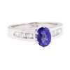 Image 1 : 1.23 ctw Sapphire and Diamond Ring - 14KT White Gold