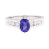 Image 2 : 1.23 ctw Sapphire and Diamond Ring - 14KT White Gold