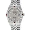 Image 1 : Rolex Mens Stainless Steel Gray Diamond & Ruby Datejust Wristwatch