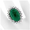 Image 3 : 18K White Gold 17.38 ctw GIA Large Cabochon Emerald & Diamond Oval Cocktail Ring