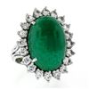 Image 5 : 18K White Gold 17.38 ctw GIA Large Cabochon Emerald & Diamond Oval Cocktail Ring