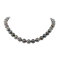 0.75 ctw Diamond and Tahitian Pearl Necklace - 14KT Yellow Gold