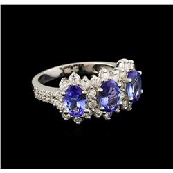 2.10 ctw Tanzanite and Diamond Ring - 14KT White Gold