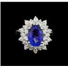 Image 2 : 3.50 ctw Tanzanite and Diamond Ring - 14KT White Gold