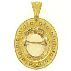 14k Yellow Gold 49 ctw Natural Citrine & Pearl Brooch Pin Pendant