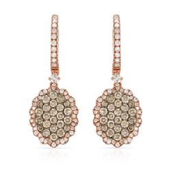 14k Rose Gold 1.23CTW Diamond and Brown Diamonds Earrings, (SI/H)