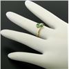 Image 6 : 14k Yellow Gold Round Bezel Set Emerald Two Stone Simple Bypass Ring