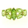 Image 4 : 10k Yellow Gold 4.0 ctw Oval & Marquise Cut Lime Green Peridot Cluster Band Ring