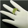 Image 7 : 10k Yellow Gold 4.0 ctw Oval & Marquise Cut Lime Green Peridot Cluster Band Ring