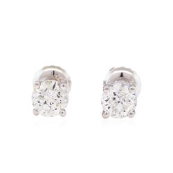 1.00 ctw Diamond Stud Earrings - 14KT White Gold