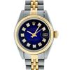 Image 2 : Rolex Ladies 2 Tone 14K Blue Vignette Diamond 26MM Datejust Wristwatch