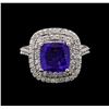 Image 2 : 14KT White Gold 3.67 ctw Tanzanite and Diamond Ring