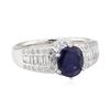 Image 1 : 2.01 ctw Sapphire and Diamond Ring - 14KT White Gold