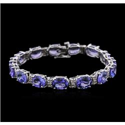 14KT White Gold 27.90 ctw Tanzanite and Diamond Bracelet