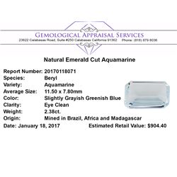 2.38 ct.Natural Emerald Cut Aquamarine
