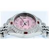 Image 4 : Rolex Ladies Stainless Steel Pink Diamond & Ruby Datejust Wristwatch