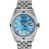 Image 2 : Rolex Mens Stainless Steel Blue String Diamond & Sapphire Datejust Wristwatch