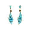 Image 1 : Inlaid Turquoise Dangle Earrings - 14KT Yellow Gold