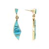 Image 2 : Inlaid Turquoise Dangle Earrings - 14KT Yellow Gold