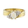 Image 2 : 0.50 ctw Opal and Diamond Ring - 14KT Yellow Gold