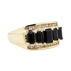 2.30 ctw Onyx and Diamond Ring - 14KT Yellow Gold