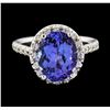Image 2 : 3.80 ctw Tanzanite and Diamond Ring - 14KT White Gold