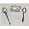 Image 1 : 2 Sterling Silver Spoons and a Sterling Silver Napkin Ring