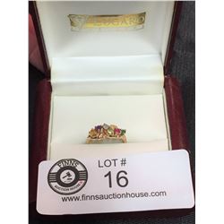 Size 6.25 10k Gold Ring with birth month stones