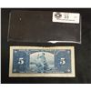 Image 2 : 1937 Bank of Canada $5 Bank Note.