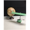 Image 2 : World Globe and Vintage Green Desk Lamp